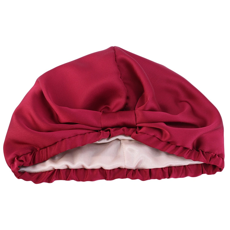 Noir et or à double couche capot Cap veille garde satin rose Bonnets Custom