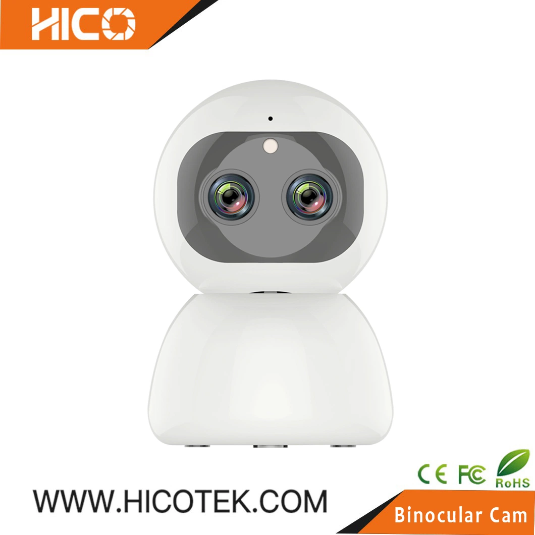 Hicotek 2022 4MP Wireless 8X Zoom PTZ Auto Tracking Audio Smart WiFi Binocular Dual Lens Baby Monitor IP CCTV Security Camera