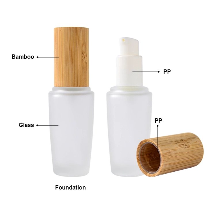 Bamboo Cap Top Screws Lid Lotion Bottle Container Bamboo Cosmetic Packaging