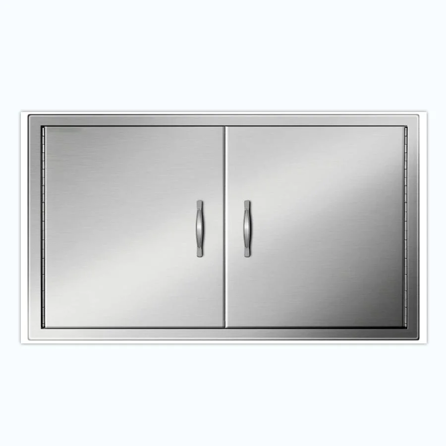 39W X 26h Inch Double BBQ Door Stainless Steel Outdoor Kitchen Doors for BBQ Island Grill Station Outside Cabinet