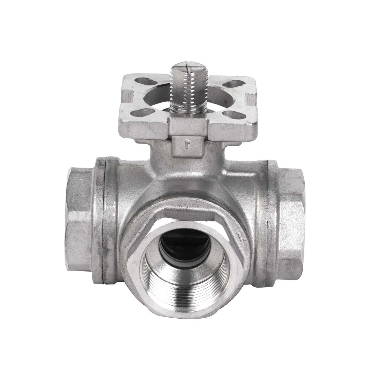 CF8m CF8 SS304 SS316 Aço inoxidável/Flange extremidades de rosca 3 Três Vias da Válvula de Esfera de aço fundido marcação/ISO/Pnematic operado elétrico L-tipo, tipo T5211 ISO