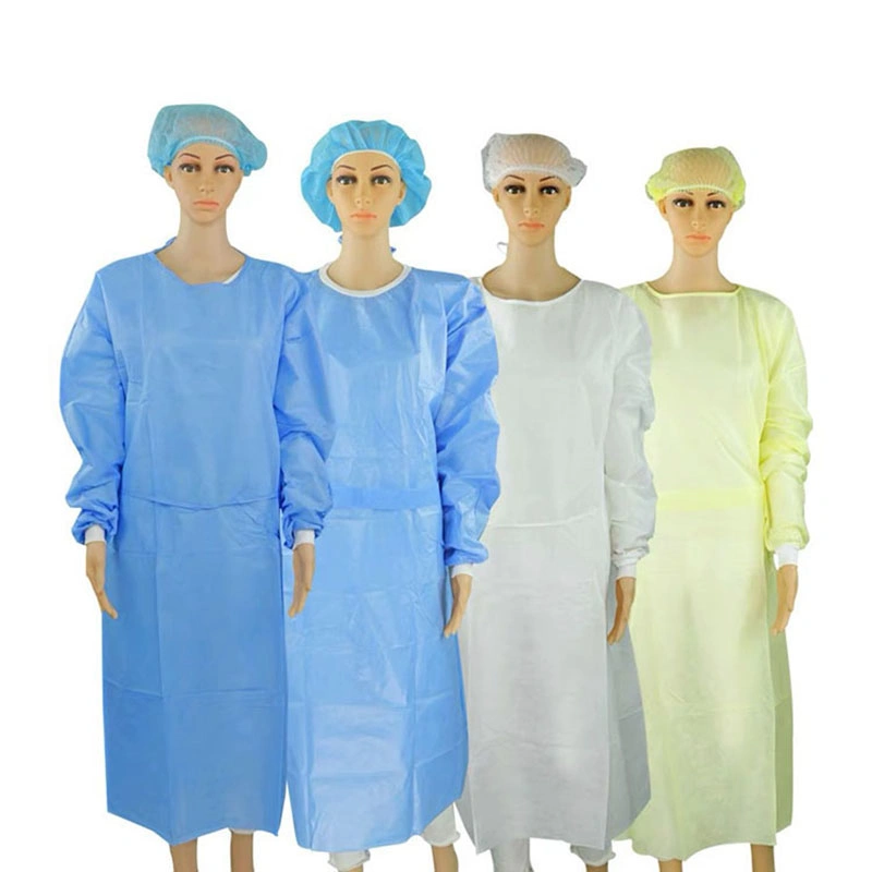 Disposable Nonwoven Waterprooof 35GSM PP+PE Protective Surgical/Isolation Gown