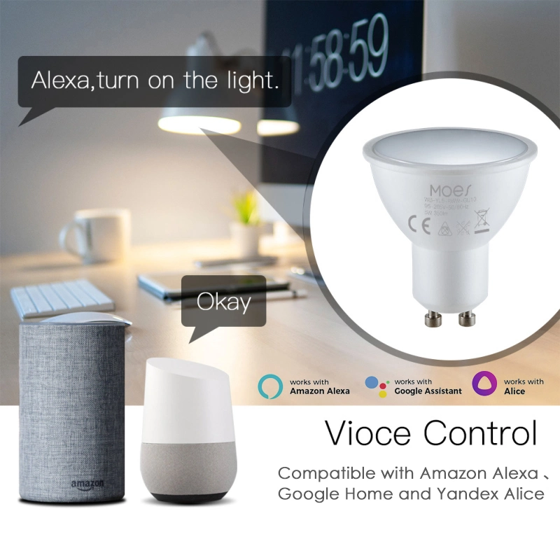 Smart Color DIY GU10 Domótica bombillas de ahorro de energía del temporizador de lámparas de LED inteligente de trabajar con Alexa Google Portada Alice Rgbcw luz regulable