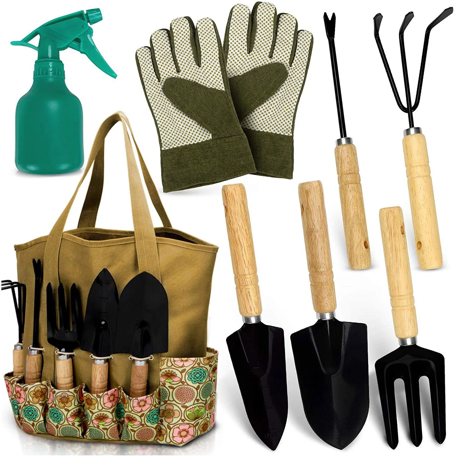 Edelstahl Home Gartenarbeit Holz Griff Werkzeug-Kit Geschenk Garten Werkzeugsatz mit Beutel