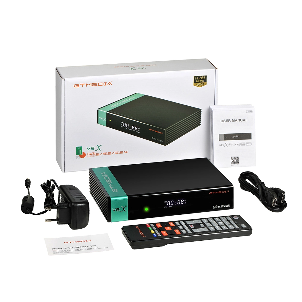 Novo Modelo Gtmedia V8X DVB-S2 Receptor de TV via satélite WiFi Gtmedia H. 265 1080P Gt Media