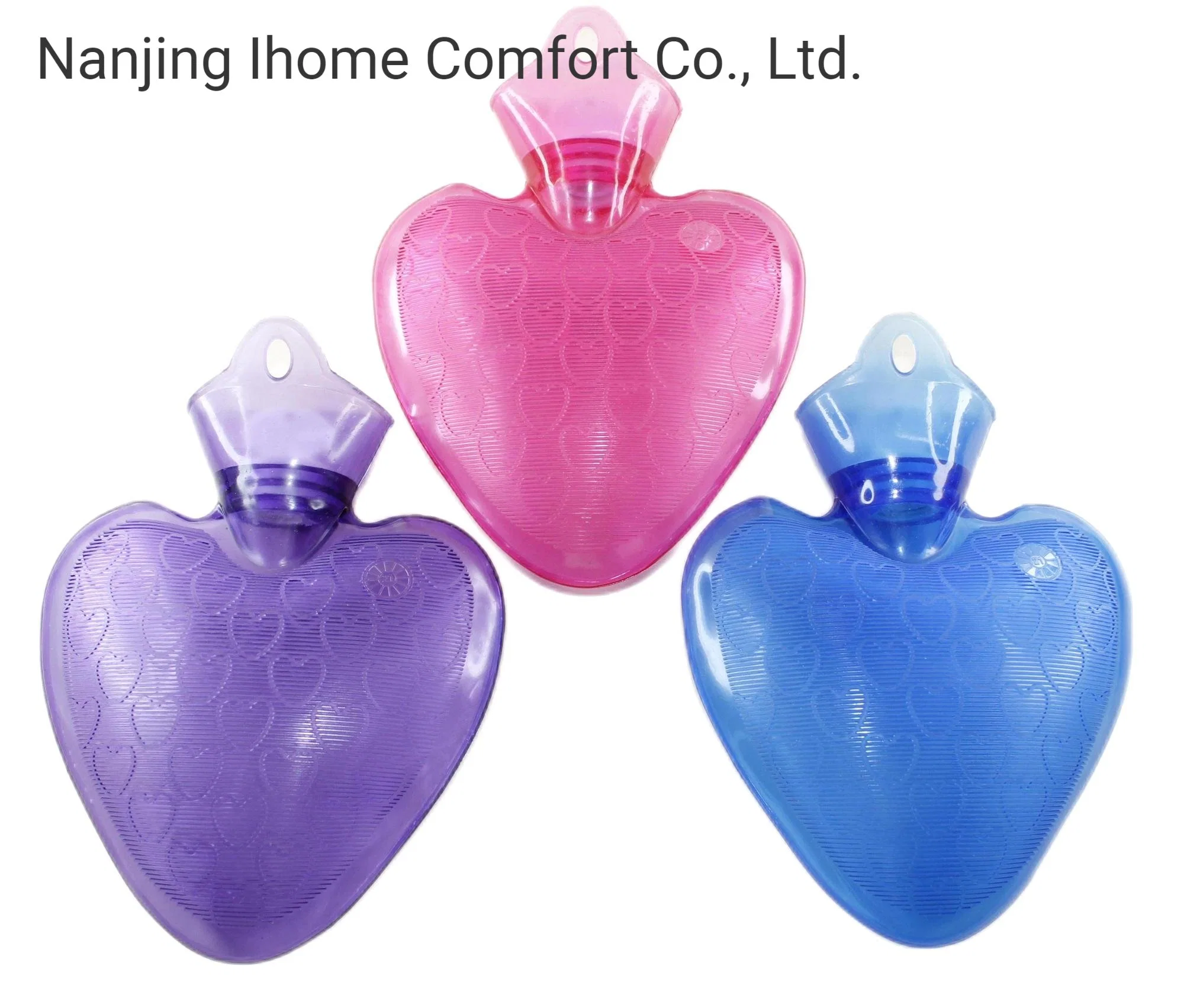 2023 New Design Heart Shape PVC Hot Water Bottle Bag with Removable Soft Knitted Coverfor Hot and Cold Therapy