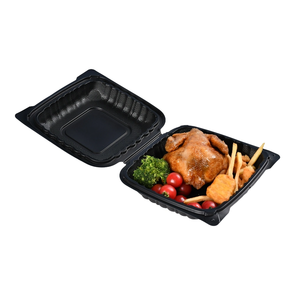 Convenient Microwave Heating PP Plastic Black Clamshell Lunch Box