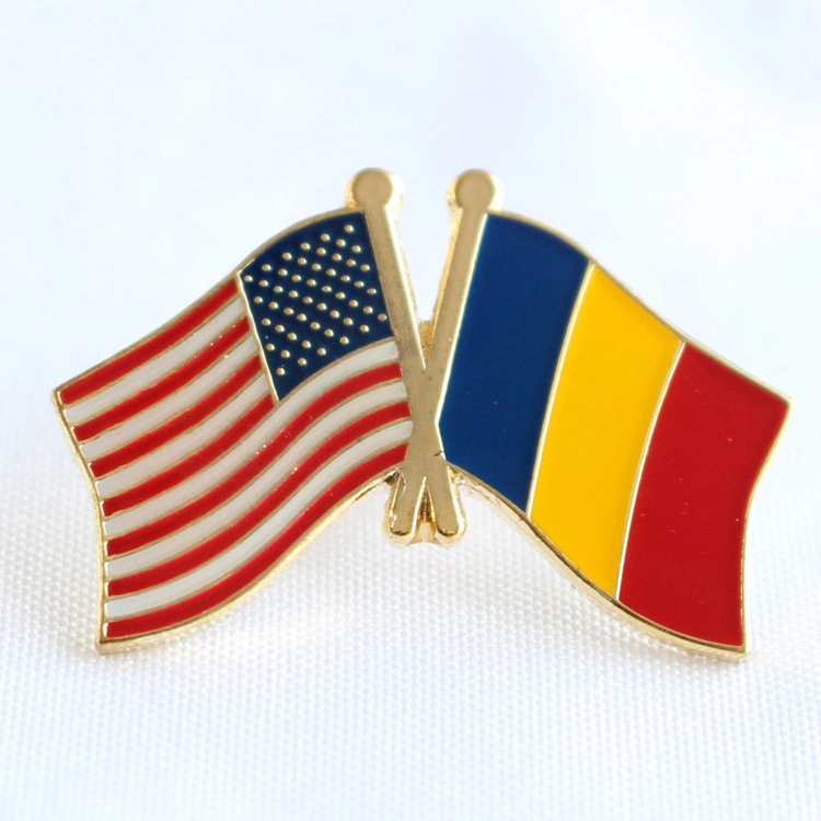 New Design Custom Metal Brass Gold Plated Color Filled World Country Flag Lapel Pins