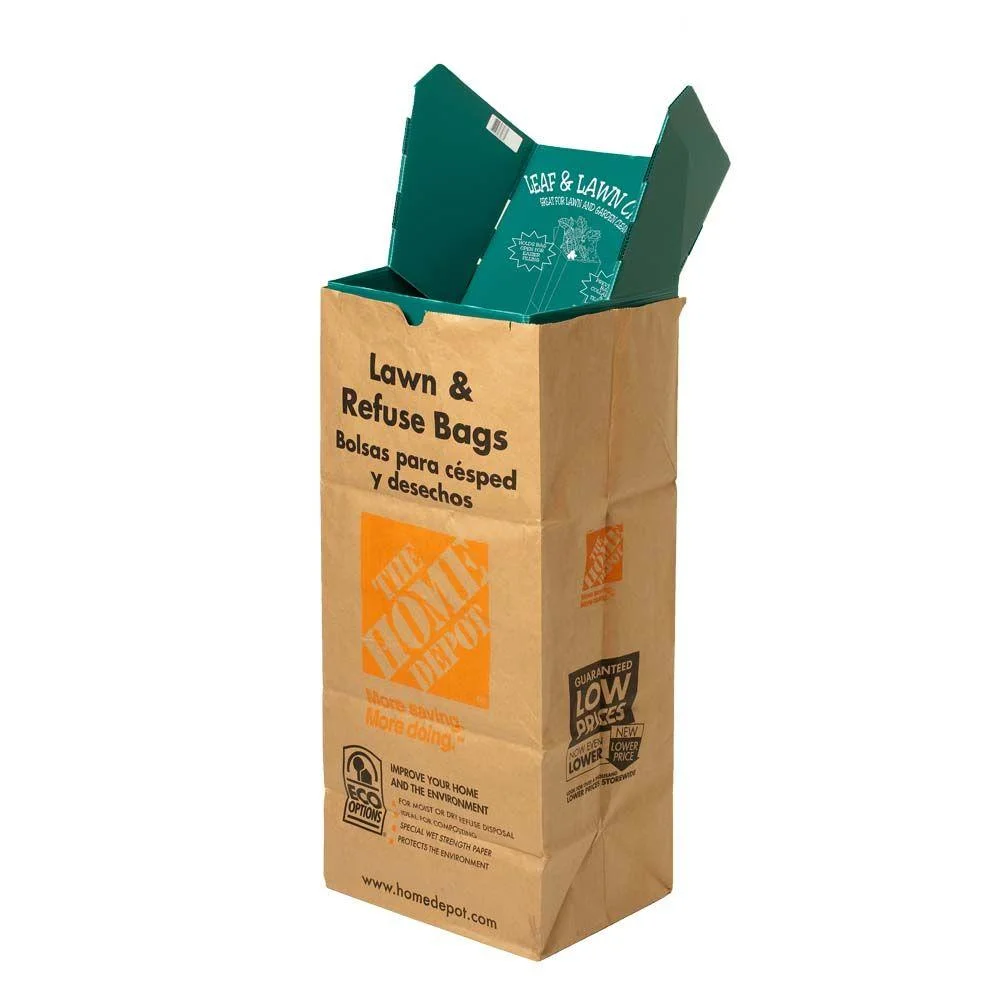 Biodegradable Square Bottom Brown Leaf Lawn and Grass Garbage Trash Garden Paper Bag