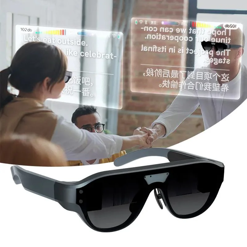 Gafas de realidad aumentada con traducción instantánea en varios idiomas para personas con discapacidad auditiva.