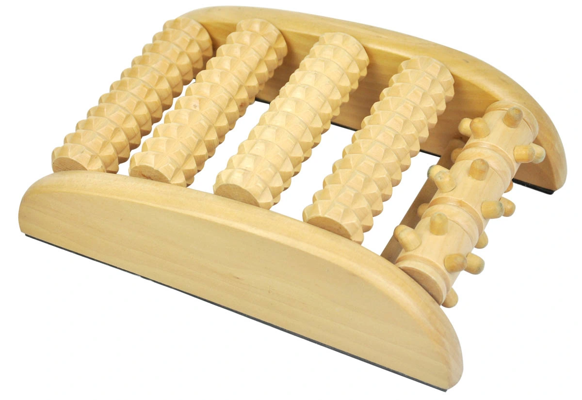 Wood Foot Massager 5 Rows Wooden Roller Stress Relief Body Massager