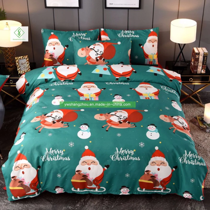 Christmas Gift Three Piece 3D Printing Bedding Set of Santa