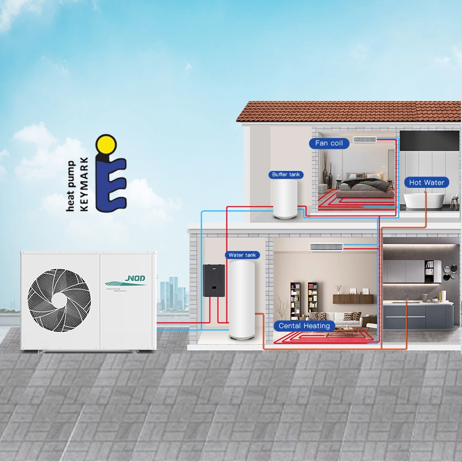 Une nouvelle énergie Inverter Jnod 12kw triphasé Pompe à chaleur air à l'eau chauffe-eau avec du réfrigérant R32 pour plancher radiant et chauffage central