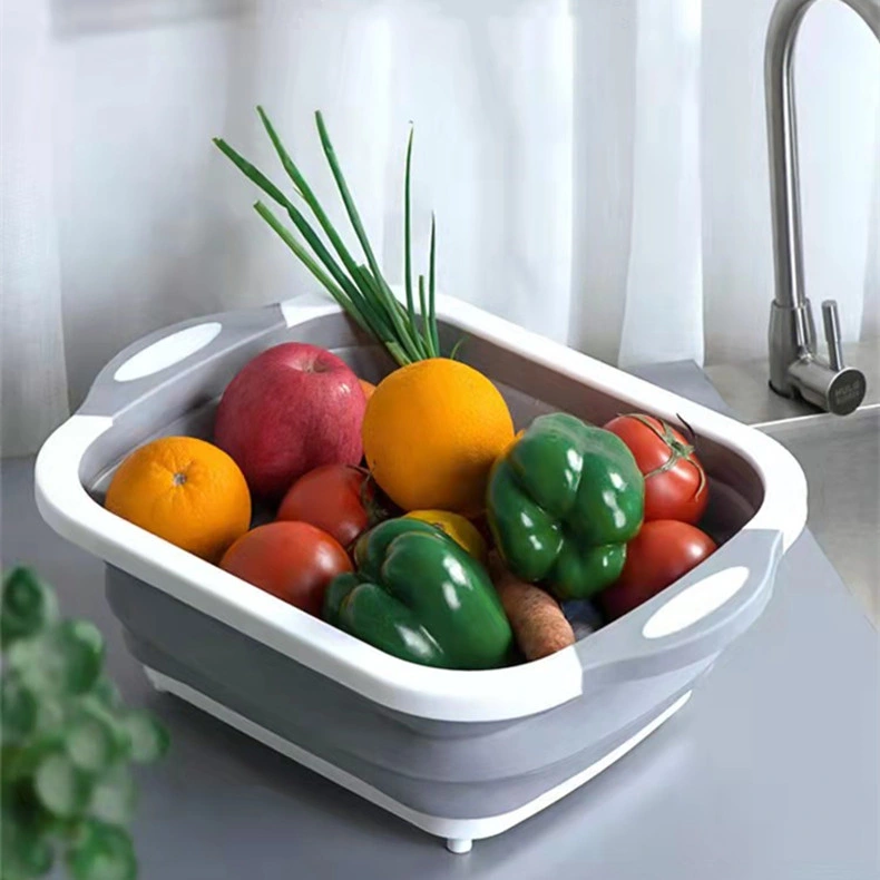 Plastic Kitchen Foldable 2-in-1 Vegetable Washing and Cutting Board