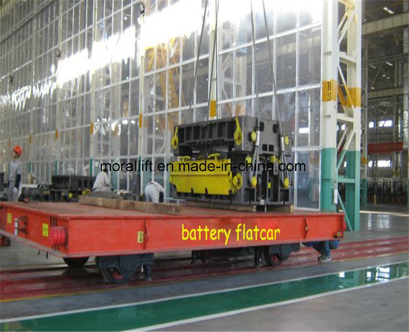 Electric transfer cart on rails for mold handling in plant