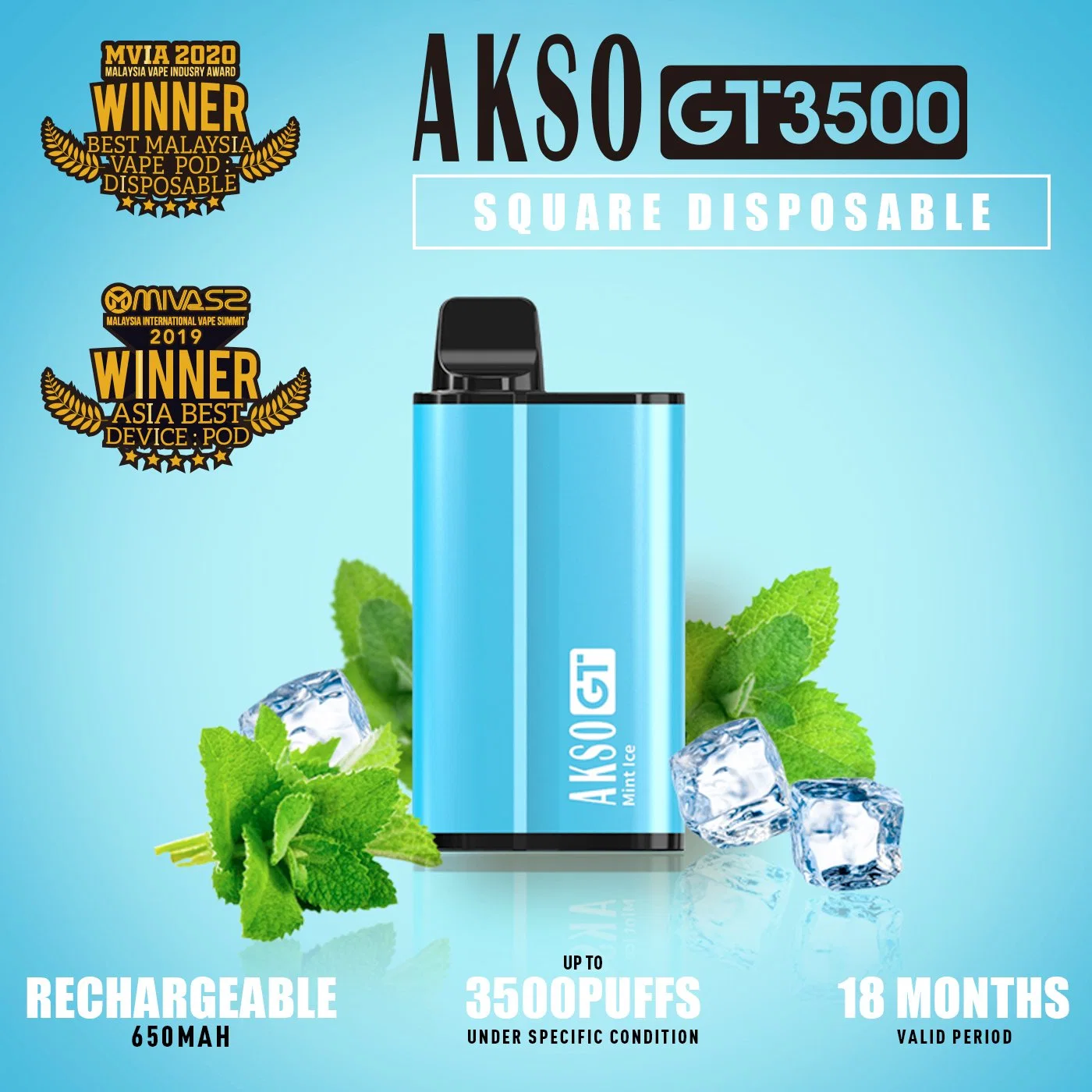 Malaysia Most Popular Product Akso Disposable Gt 3500puffs New Square Disposable