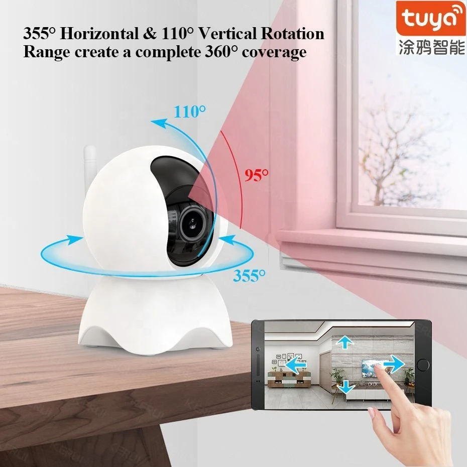 Baby Monitor Audio bidireccional tuya de Visión Nocturna La vida inteligente cámara CCTV WiFi 1080P