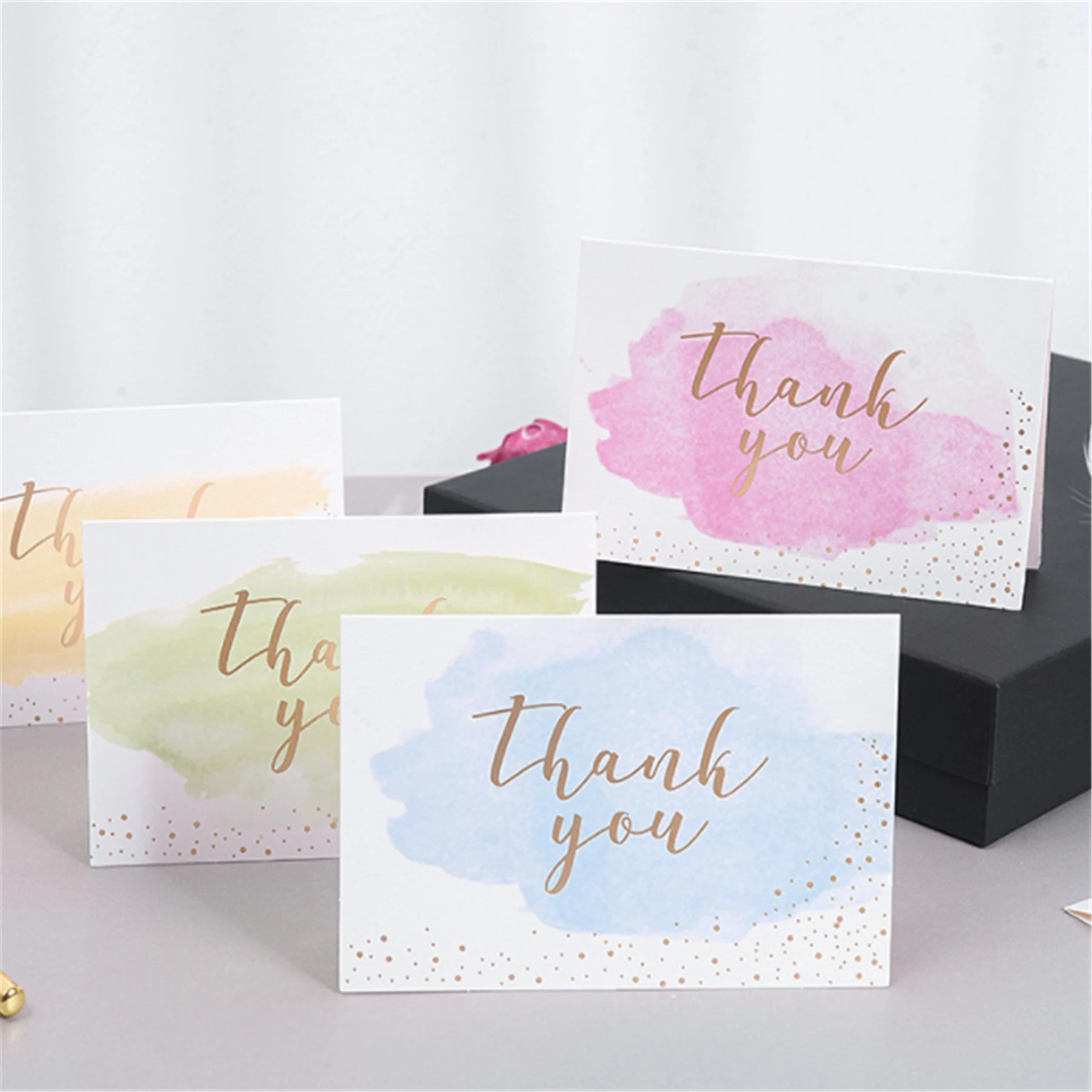 Simple Design Bronzing Greeting Cards Mini Best Wishes Card with Gold Stamping