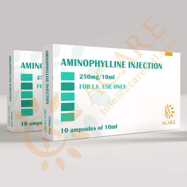 Ampulo de inyección de aminofilina 2ml: 100mg/ 10ml: 250mg Productos acabados farmacéuticos