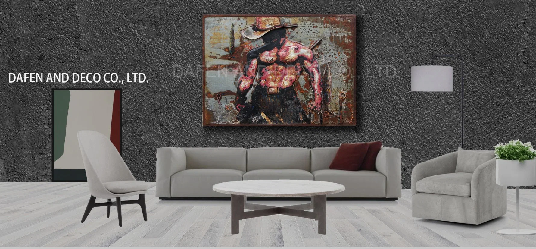 معدن قبّعة زخرفة [أيل بينتينغ] جدار فنية حديد محارب قوّيّة عضلة رجل [3د] بعد