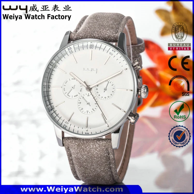 ODM Leather Strap Casual Quartz Ladies Wrist Watch (Wy-081B)