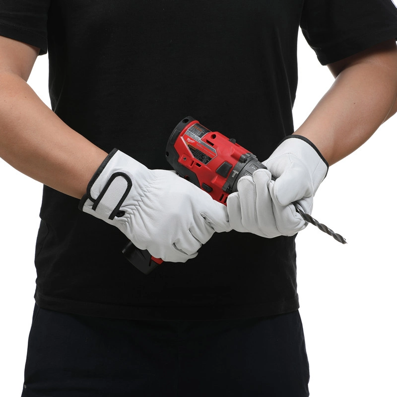 White Soft Goatskin Mechanic Welding Driver Work Anti-Scald Leather Hand Safety Gloves
