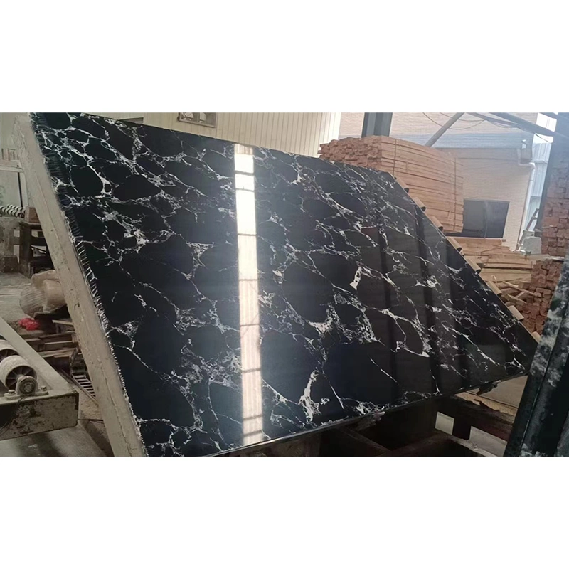 Artificial/Synthetic Engineered Stone Black Marble with White or Gold Veins for Tiles/Slabs/Countertop/Stairs Cheap Price