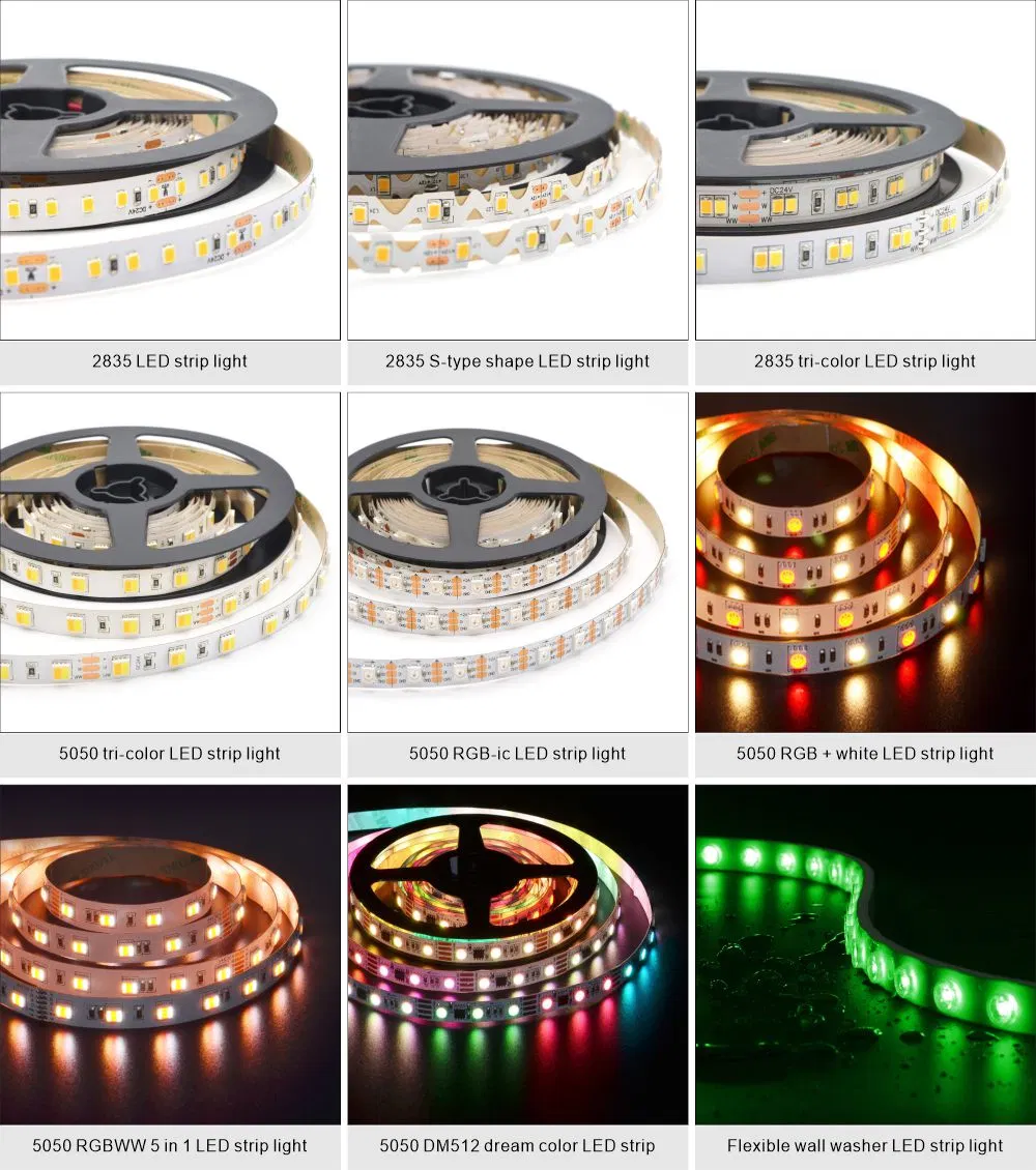 Venta al por mayor de tiras de luces LED RGBW RGB flexibles inteligentes a prueba de agua de 5m 12V 24V para exteriores