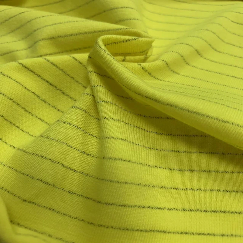 96%Cotton4%Conductive Carbon Fiber 0.5cm/0.8cm Stripe Anti-Static ESD Single Cotton Jersey Fabric for T Shirts Overalls