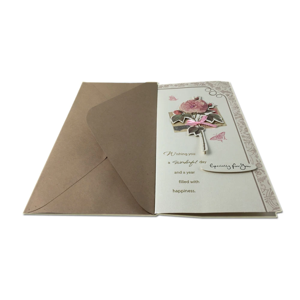 Custom Handmade New Year Card Designs Top Sale Wedding Invitation Card Happy Birthday Cards with Envelope