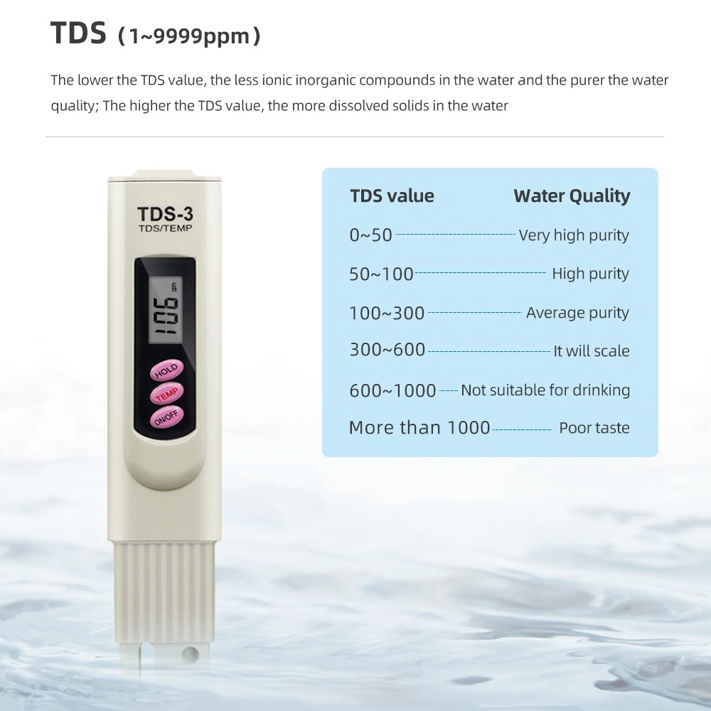 TDS-3 جهاز اختبار قابلية توصيل TDS المياه من جهة تصنيع المعدات الأصلية (OEM) مجانًا لمدة مياه الشرب في المختبر