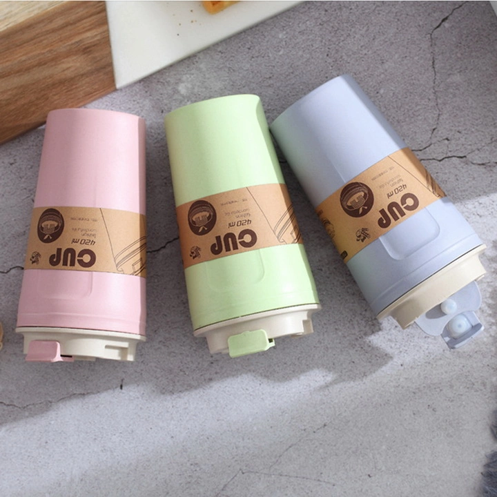 420ml Bamboo Fiber Plastic Double Layer Sealed Oat Coffee Cup