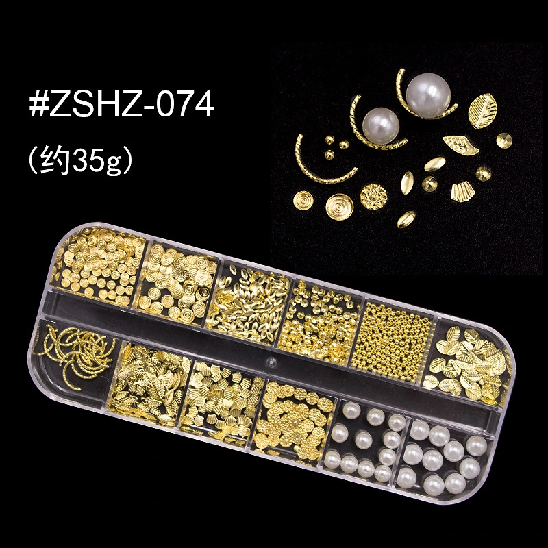 Nailo Schmuck Stern Mond Ozean 12 Gitter -Shell Shell Stern Schmuck Gemischte Metallniete Schmuck