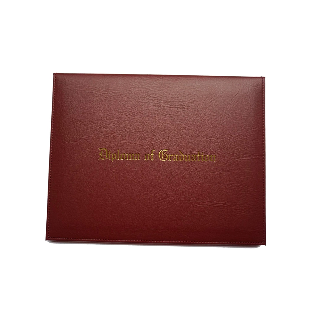 Custom Foil Logo A4 Smooth Leather Diploma Cover Certificate Holder