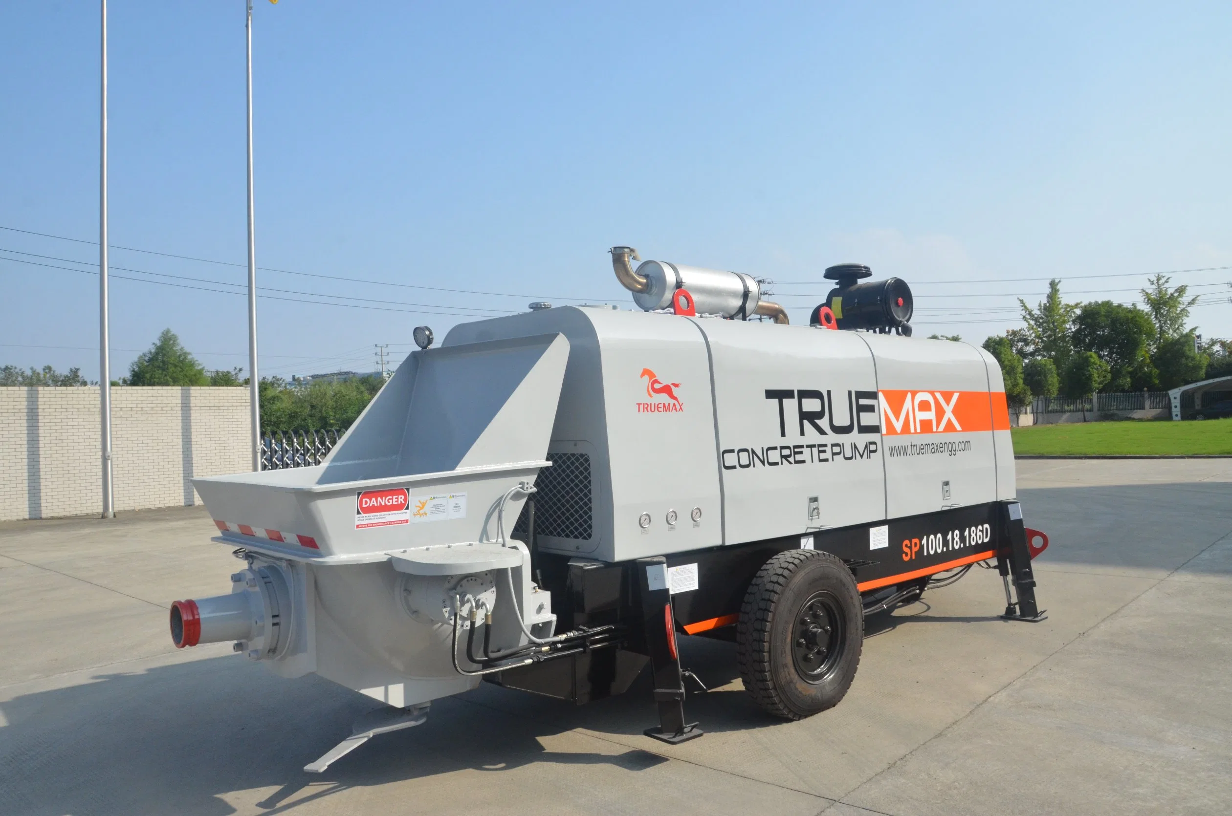 Máquina de venta caliente Truemax Concrete Machinery Sp80.18.186D Bomba de concreto remolcable estacionaria hidráulica de cemento diesel Putzmeister