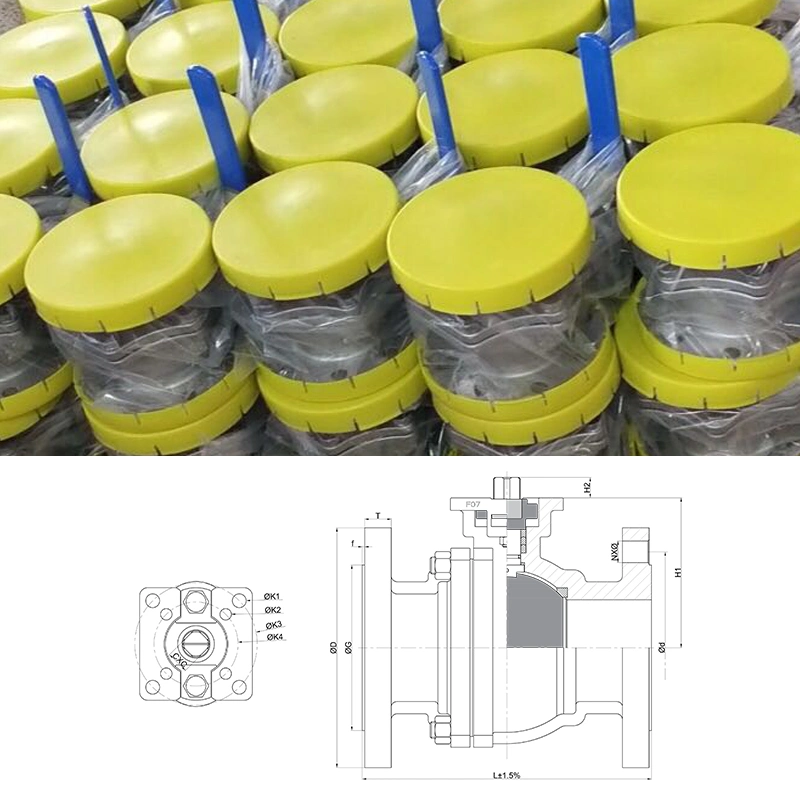 Dico150-300ANSI Wcb lb/CF8/CF3m con el símbolo almohadilla de montaje de brida 2PC Válvula de bola con brida flotante