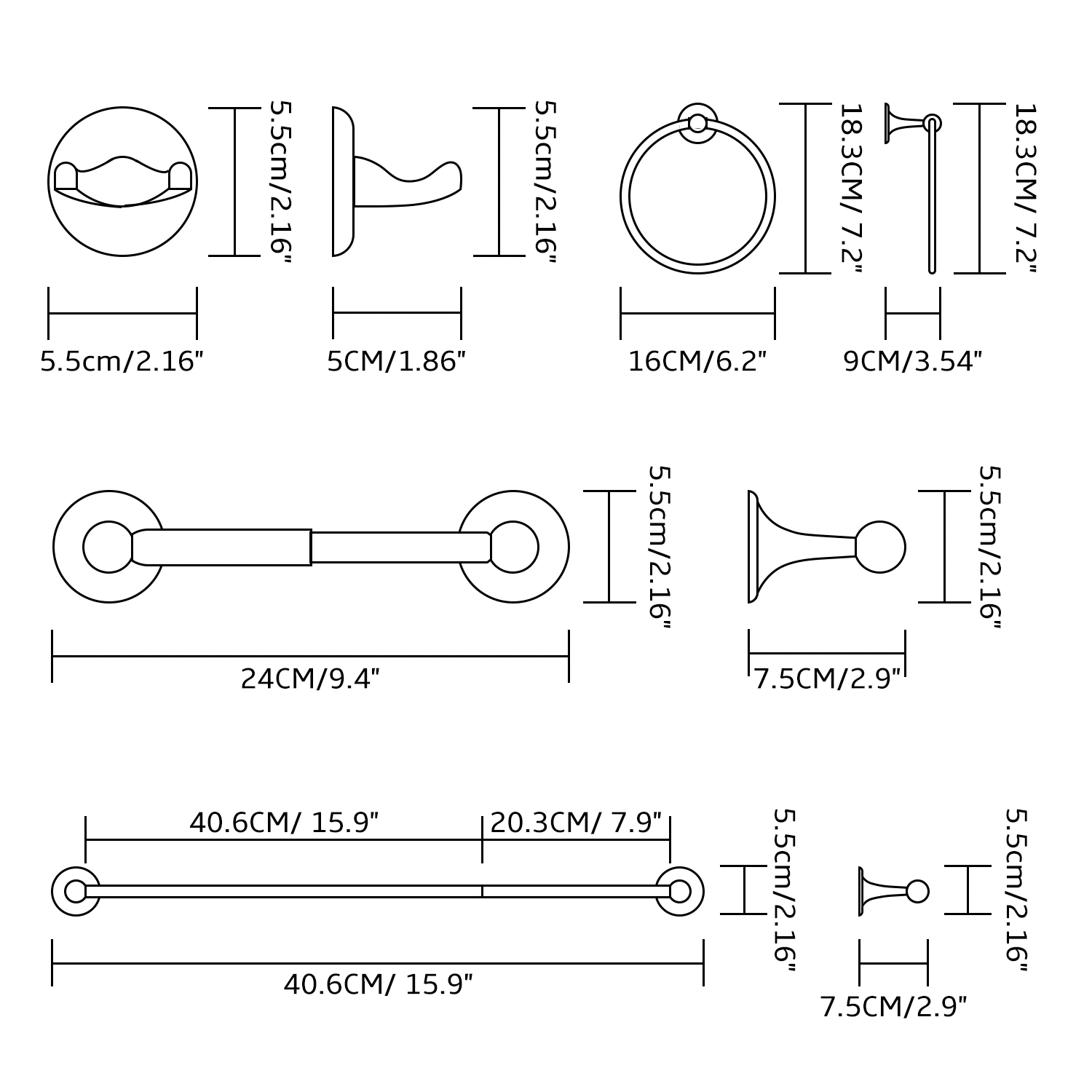 Proyecto Hotelero en negro mate accesorios modernos cuartos de baño 4 piezas Conjunto de accesorios