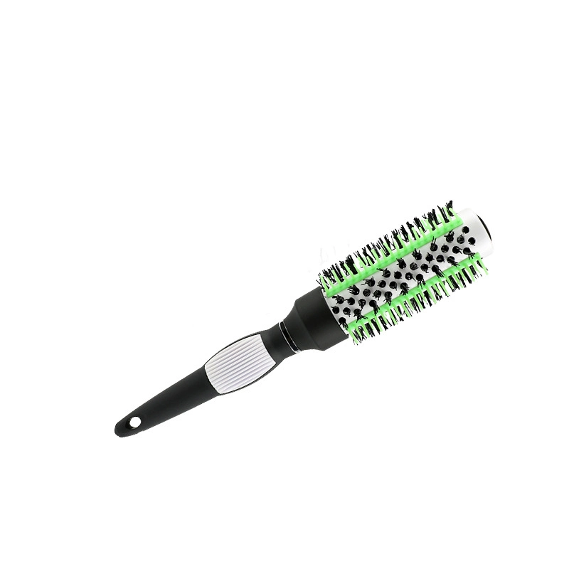 Custom Logo Shining Yellow Ceramic Brush Boar Bristle Curling Hair Brush