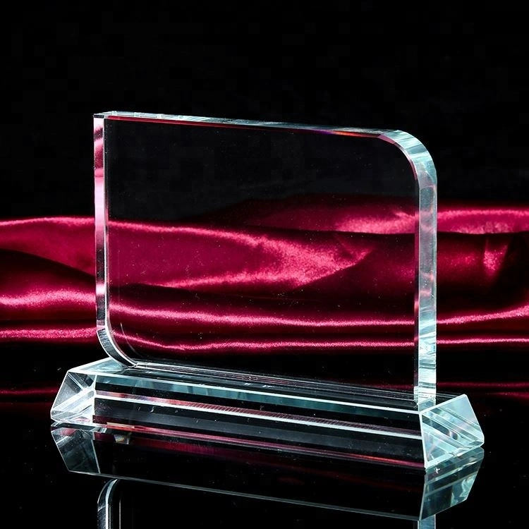 Diamond Series Crystal Glass Award Trophy Blank Trophy Plaque with Prism-Effect Top