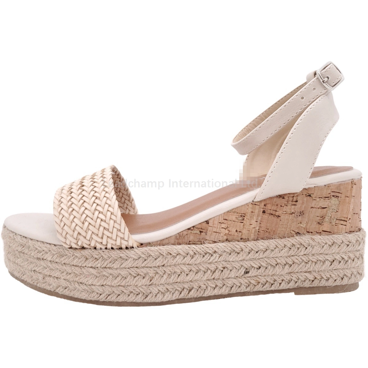 Women Fashion Ankle Strap Sandal Shoe Espadrille Wedge Sandal with Braided Straps