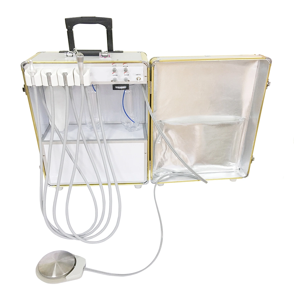 Dental Portable Mobile Delivery Suitcase Unit Self-Contained Air Compressor and Pneumatic Controlled Foot Pedal for Sale