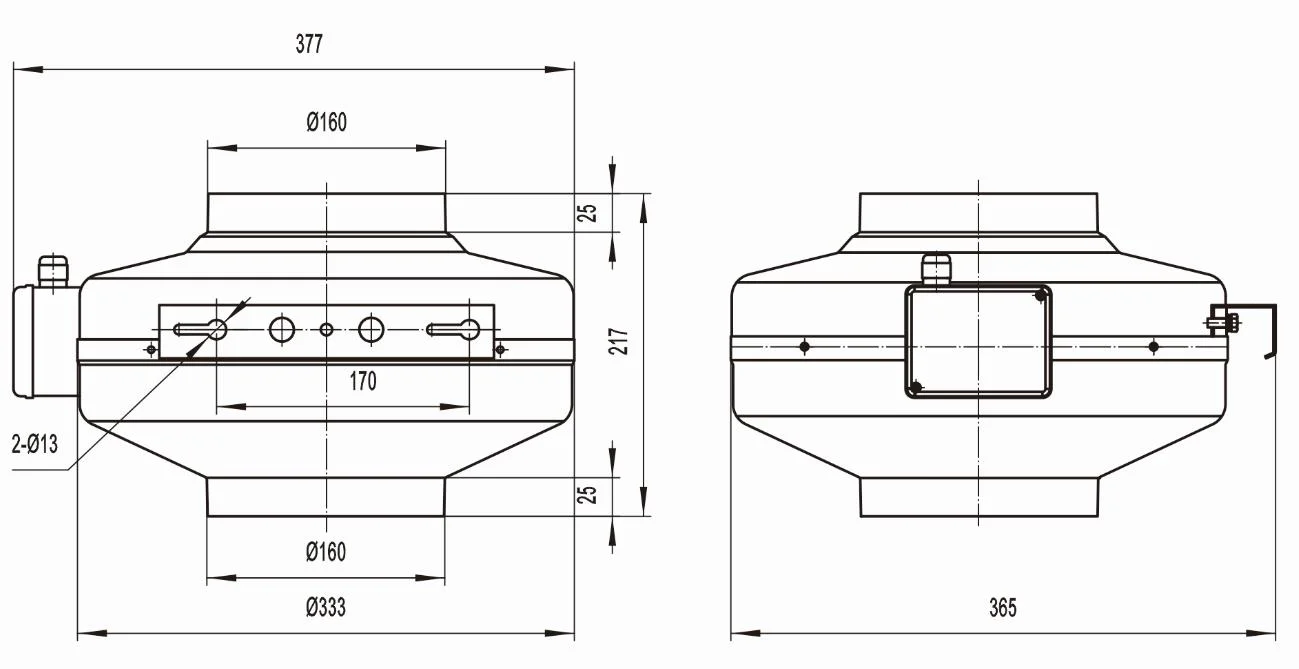 Ventilation centrifuge électrique réversible ventilateur axial conduit en ligne