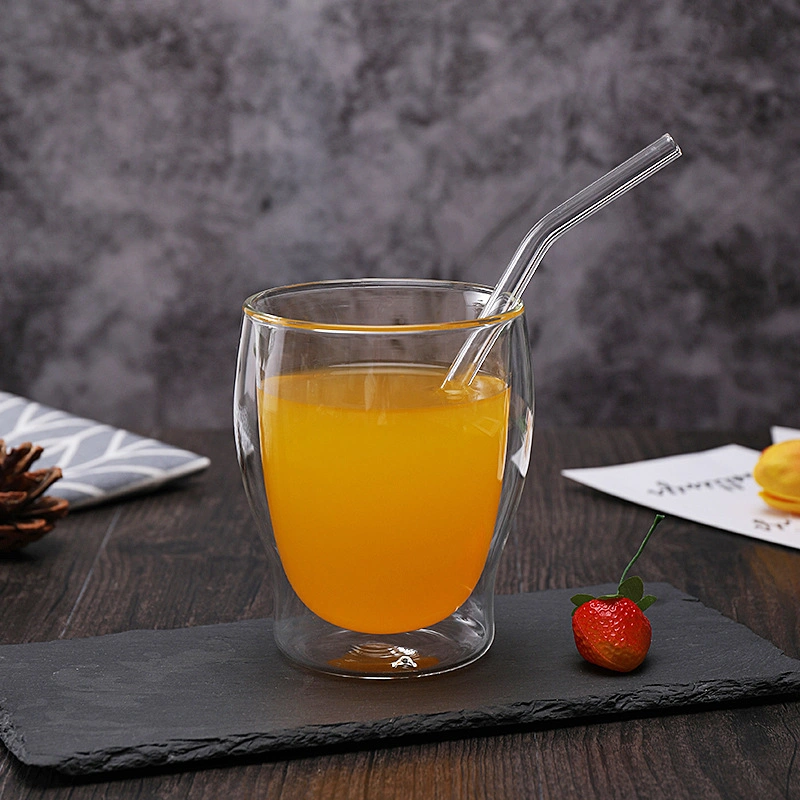 Customized 250ml 350ml 450ml 550ml Double Wall Borosilicate Glass Coffee/Water/Juice/Wine/Beer/Tea Cup