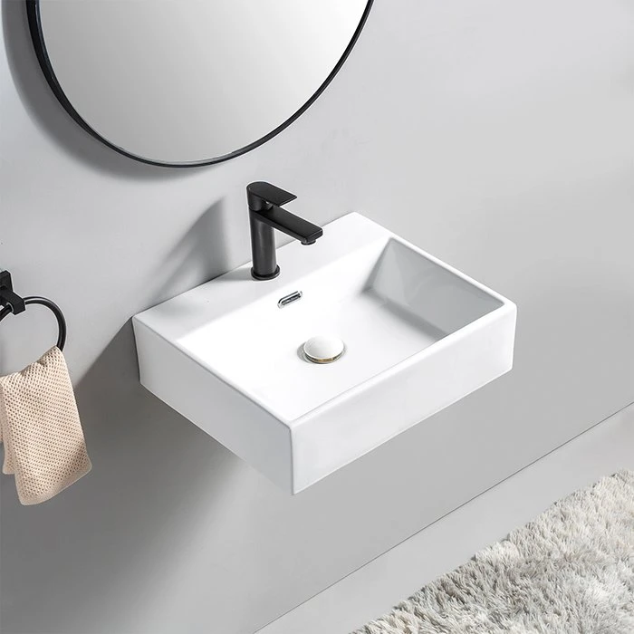 Wholesale/Supplier Sanitary Ware Bathroom Wall Hung Basin Ceramic Bathroom Wash Basin with Faucet Hole