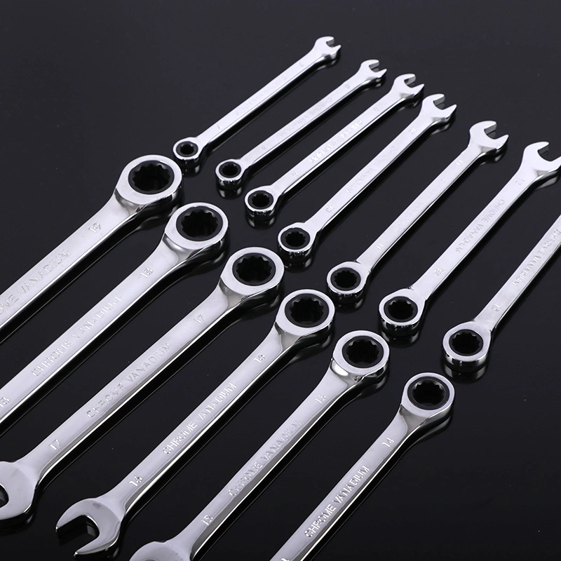 Convenient and Practical Household Maintenance/Auto Repair Portable Ratchet High Torque Dual-Use 14-Piece Wrench Set