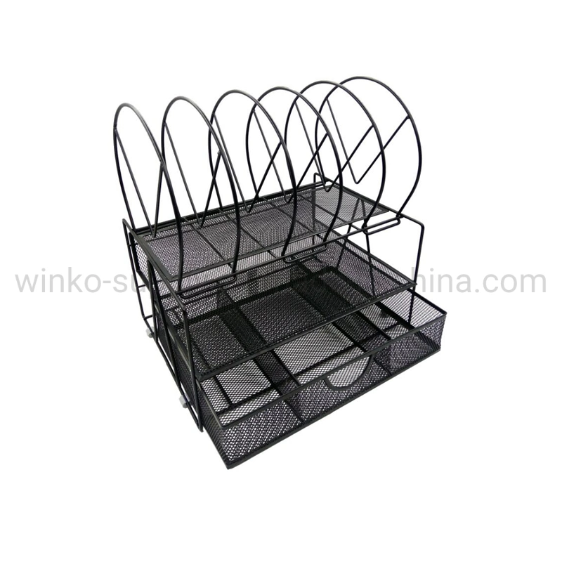 3-Tier File Tray Metal Mesh Stationery for Desktop