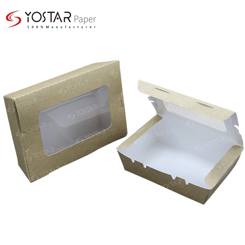 Disposable Food Cardboard Paper Packaging Sushi Cake Box with PE Window