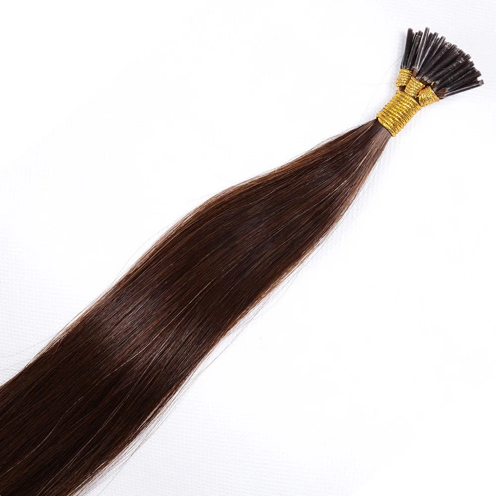 Comercio al por mayor extremo grueso la queratina del cabello el cabello pegado Pre I-Tip Extensiones de Cabello Cabello Virgen humano Bondings Hair Extension de la cutícula del cabello Cabello alineado Stick