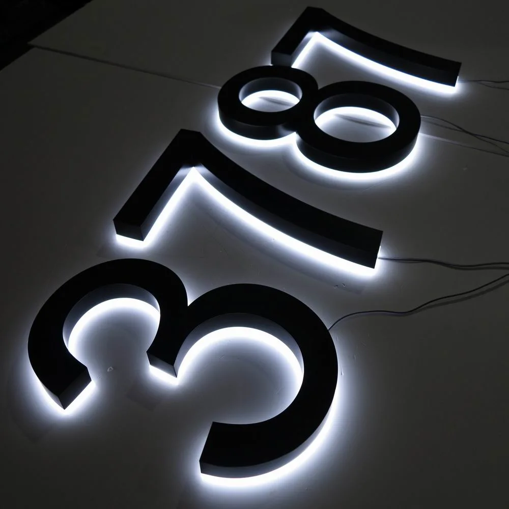 Customized Size Black Painted LED Illuminated Backlit House Numbers Sign