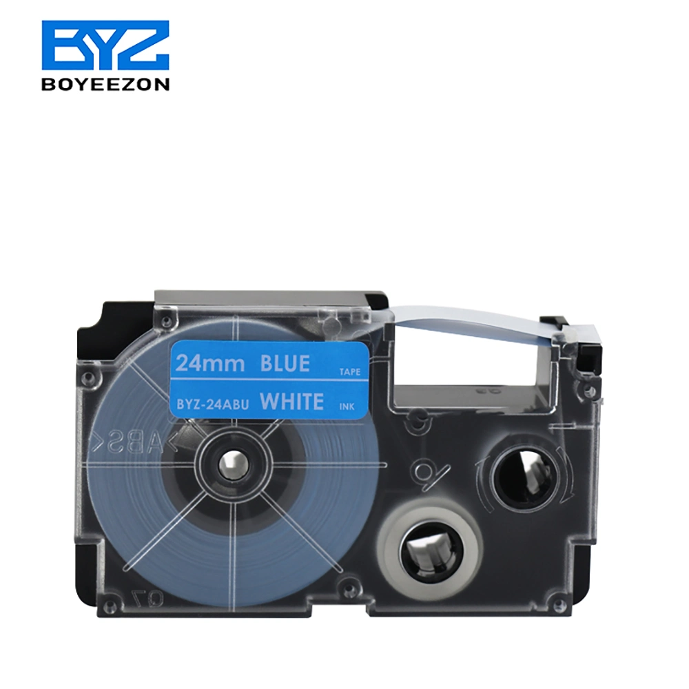 Byz-24abu White on Blue 24mm*8m Compatible Casio Cartr Idge Label Tape